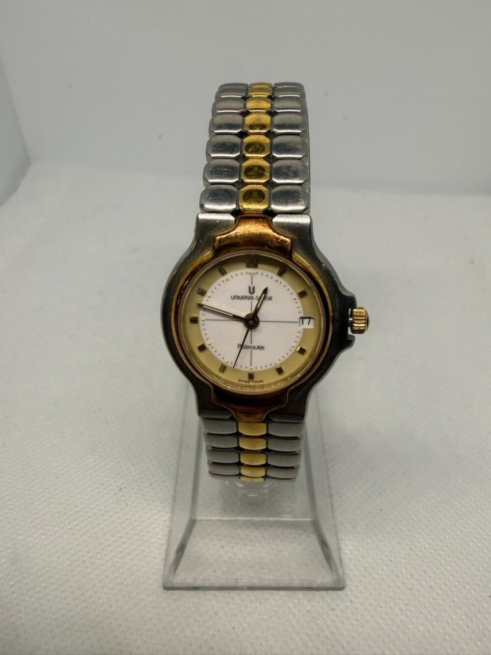 Universal Genève Polerouter Ladies Two-Tone Gold SS Swiss Quartz Date Watch